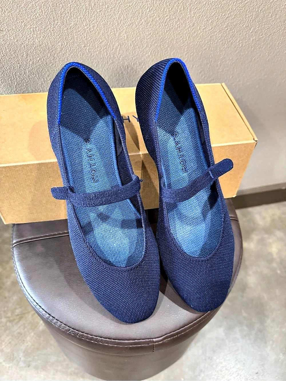 EUC Rothy's The Square Mary Jane Flats in Navy US 10.5